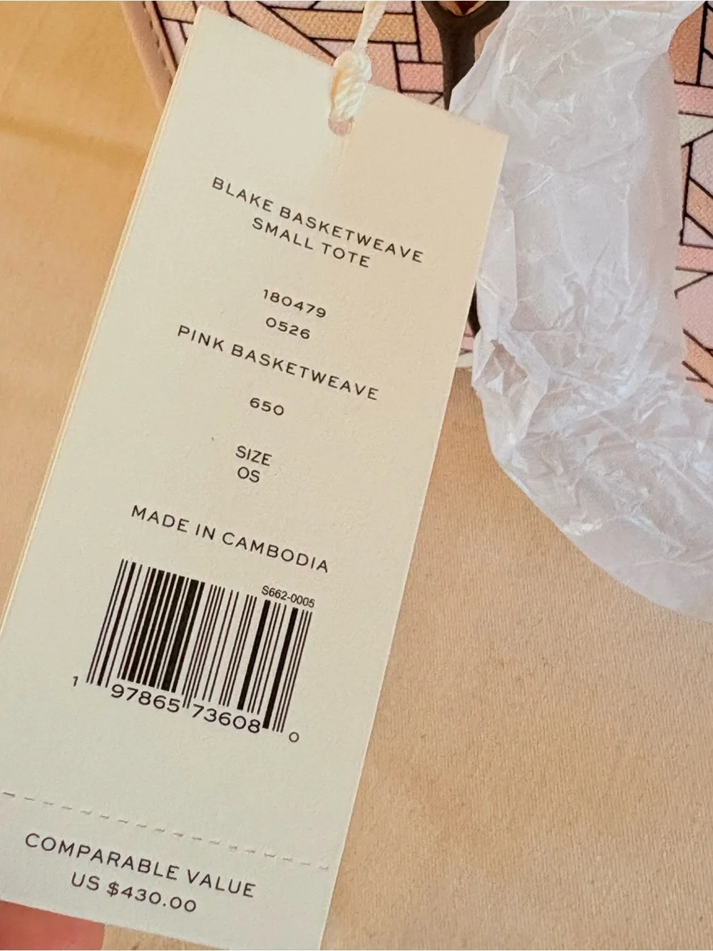 Tory Burch Pastel Pink Patterned Satchel with Logo Accent